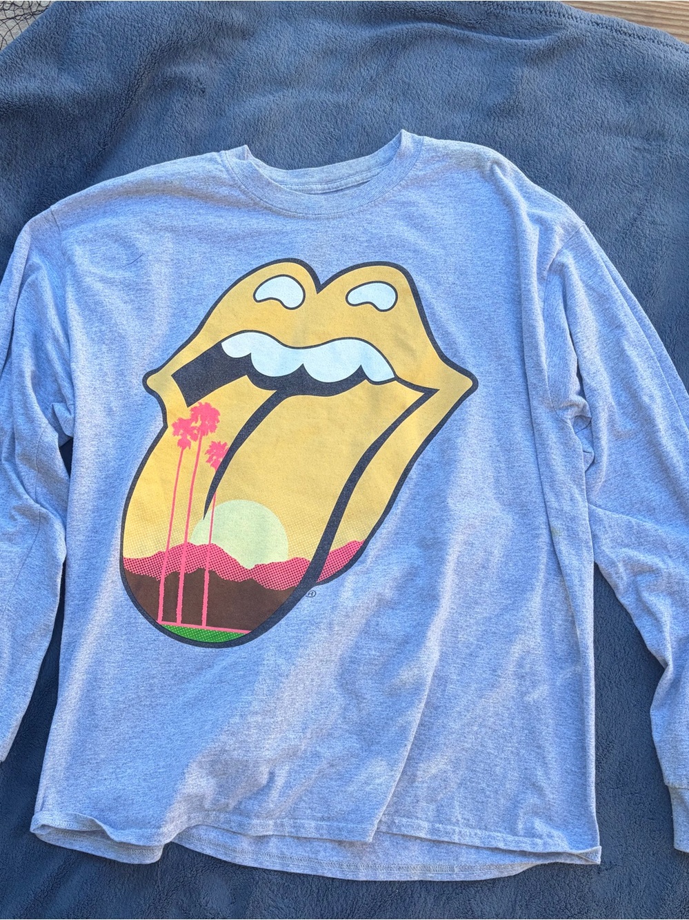 The Rolling Stones Heather Gray Crewneck Tee with Black Logo